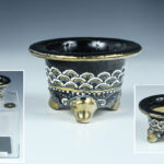 World's smallest 別製・ミニ京樂錦鉢【五柳青海波写し富貴蘭鉢