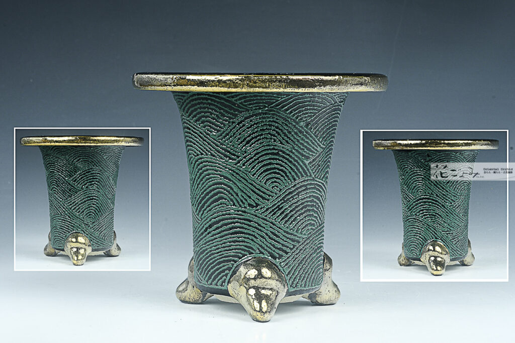 New Arrivals！Avant-gardeseries【黒釉に青の青大海波万年青鉢】3,5亘氏絵付け