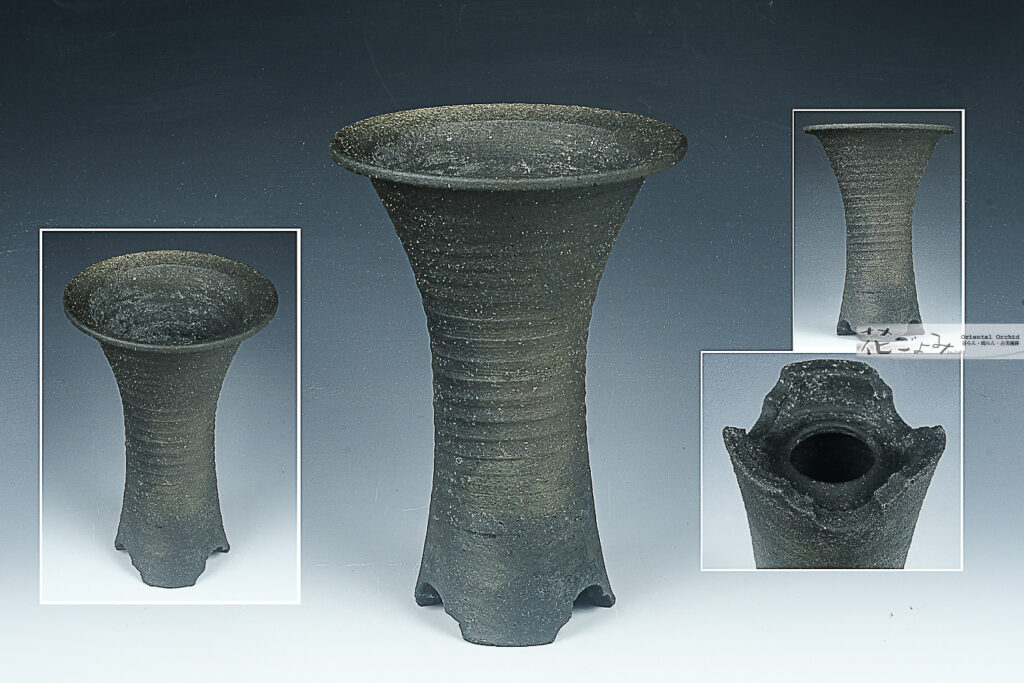 無落款【けやき窯・窯変焼〆切高台蘭鉢】