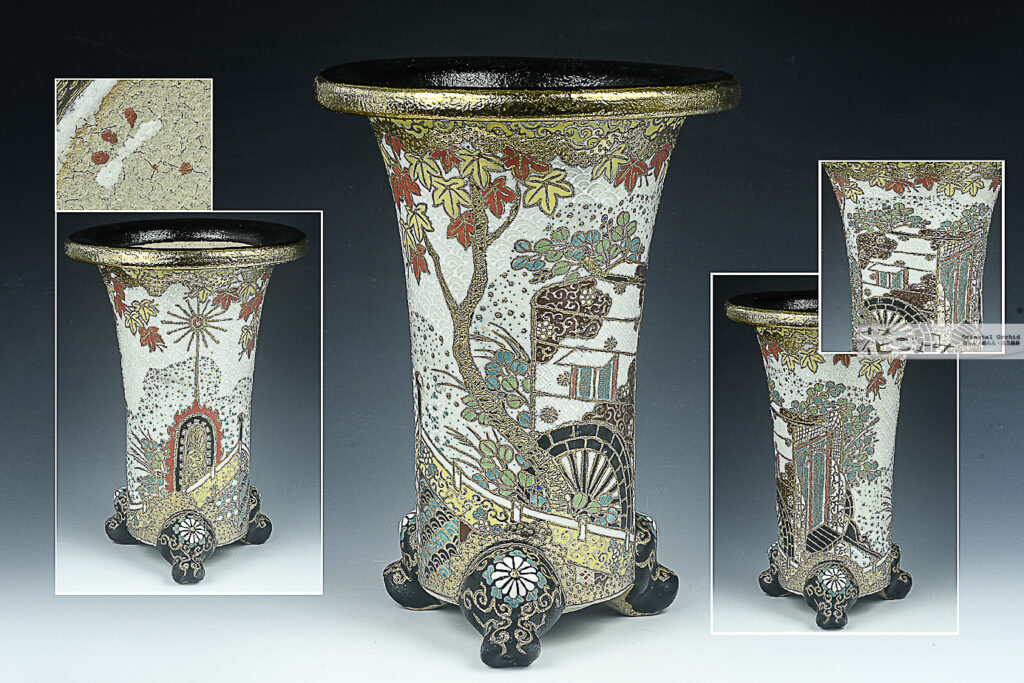 故布施覚絵付【もみじに御所車・山鉾】6寸大作