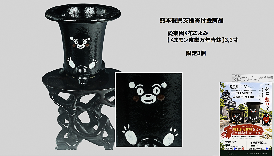 熊本復興寄付金商品Special order【くまモン京樂万年青鉢】3,3寸